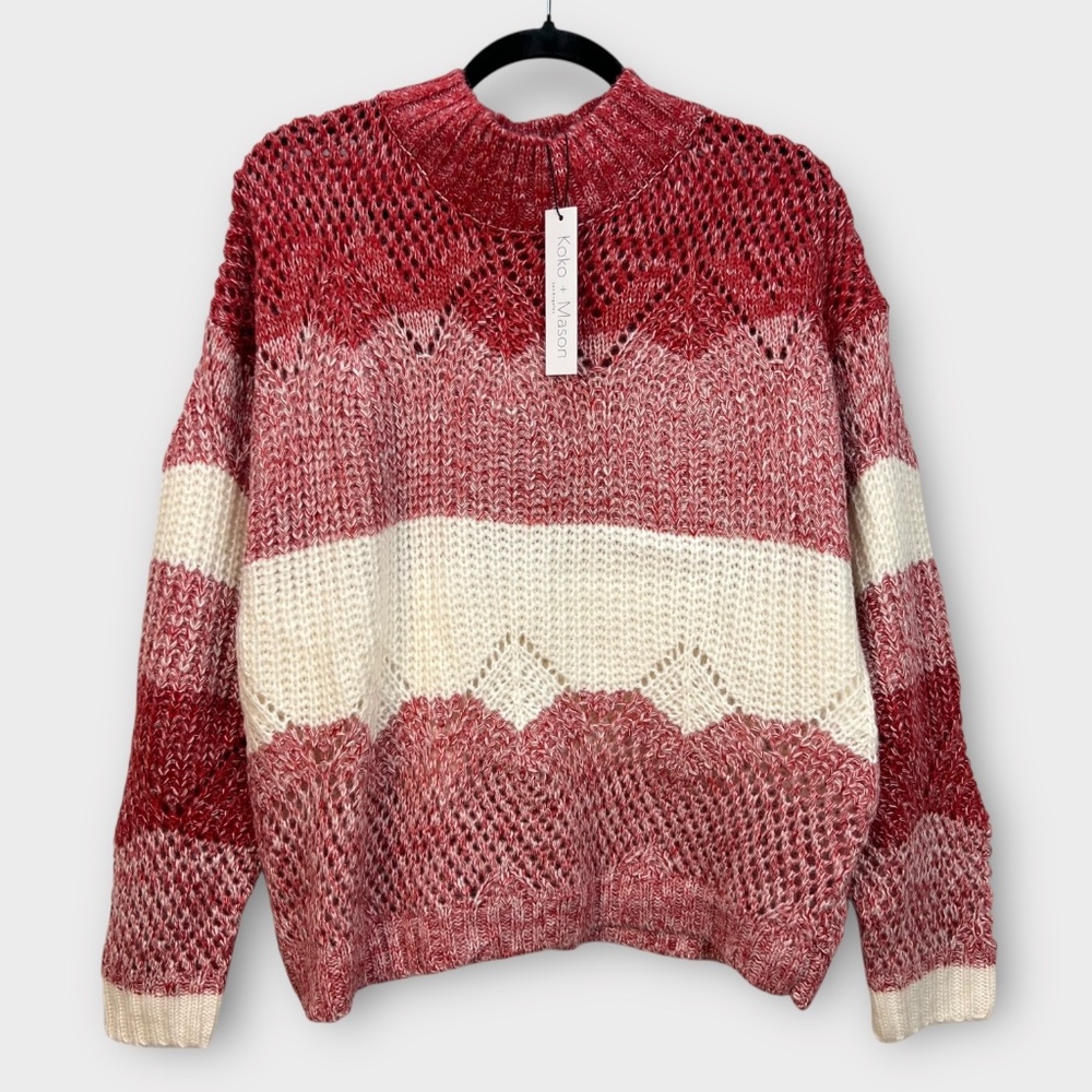 Koko + Mason Women's Marled Yarn Sweater XL Open Knit Cozy Casual Layering NWT